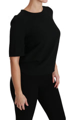 Dolce & Gabbana Schwarzes kurzärmliges Freizeit-Top Stretch-Bluse