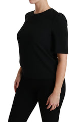 Dolce & Gabbana Schwarzes kurzärmliges Freizeit-Top Stretch-Bluse