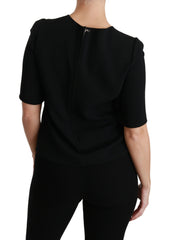 Dolce & Gabbana Schwarzes kurzärmliges Freizeit-Top Stretch-Bluse