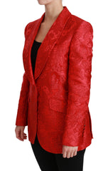 Dolce & Gabbana Roter Blumen-Engel-Blazer-Mantel Jacke