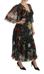 Dolce & Gabbana Schwarzes A-Linien-Shiftkleid mit Seefisch-Motiv aus Sizilien
