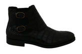 Dolce & Gabbana Schwarze Derby Stiefel aus Krokodilleder