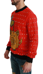 Dolce & Gabbana Roter Kristall Schwein des Jahres Pullover