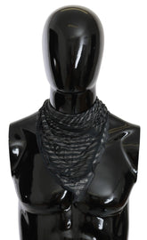 Costume National Black Gray Viscose Foulard Branded Scarf