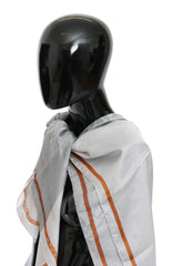Costume National Grau Rot Seidenschal Foulard Wickelschal
