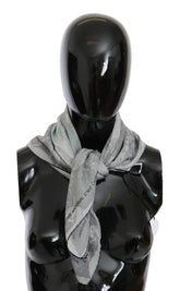Costume National Gray Silk Shawl Foulard Wrap Scarf