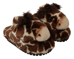 Dolce & Gabbana Braune Giraffen-Slipper Flats Sandalen Schuhe