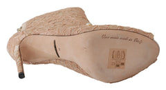 Dolce & Gabbana Pink Crystal Lace Booties Stilettos Schuhe