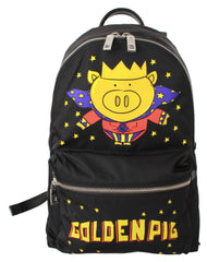 Dolce & Gabbana Schwarzer „Golden Pig of the Year“ Schulrucksack