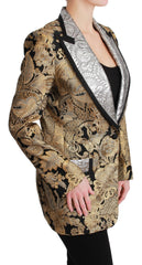 Dolce & Gabbana Schwarze Gold-Jacquard-Blazerjacke