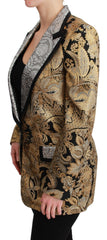 Dolce & Gabbana Schwarze Gold-Jacquard-Blazerjacke