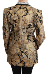 Dolce & Gabbana Schwarze Gold-Jacquard-Blazerjacke