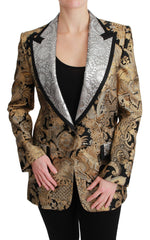 Dolce & Gabbana Schwarze Gold-Jacquard-Blazerjacke