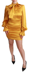 Dolce & Gabbana Gelbes Seiden-Stretch-Etuikleid Bodycon Minikleid