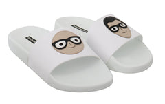 Dolce & Gabbana Weiße Leder #dgfamily Slides Schuhe Sandalen