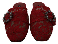 Dolce & Gabbana Rote Spitze Kristall Plateau-Sandalen