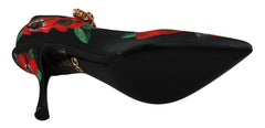 Dolce & Gabbana Schwarze Rote Blumen Mary Janes Pumps Schuhe