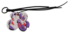 Costume National weißer Leder-Schmetterlingslogo-Schlüsselanhänger C'N'C Keychain