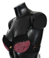 Roberto Cavalli Schwarz Rosa Spitze Push-Up BH Unterwäsche
