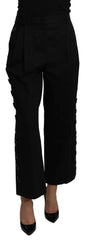 Dolce & Gabbana Schwarze High-Waist Cropped-Hose aus Baumwoll-Stretch
