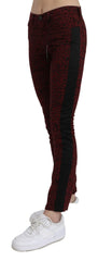 Costume National Dunkelrote Mid-Waist Slim-Fit Jeans aus Baumwolle