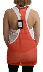 Dsquared² Orange-weißes Rundhals-Tanktop-Kleid ohne Ärmel