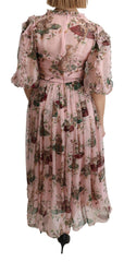 Dolce & Gabbana Maxikleid aus Seide, A-Linie, mit pinkem Bengalkatzen-Print