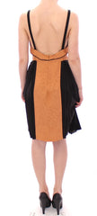 FILOS Schwarzes bronzefarbenes, ärmelloses Seiden-Etui-Kleid