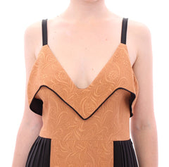 FILOS Schwarzes bronzefarbenes, ärmelloses Seiden-Etui-Kleid