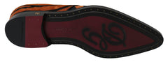 Dolce & Gabbana orangefarbene Ponyfell-Abendschuhe im Brogue-Stil
