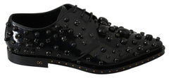 Dolce & Gabbana Schwarzes Leder Kristalle Kleid Brokat Schuhe