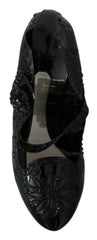 Dolce & Gabbana Schwarze florale Kristall CINDERELLA Heels Schuhe
