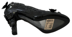 Dolce & Gabbana Schwarze florale Kristall CINDERELLA Heels Schuhe