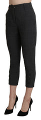 Ermanno Scervino Graue High Waist Capri Cropped Baumwollhose