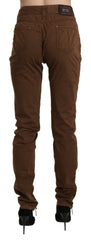 Ermanno Scervino Braune High-Waist Skinny Hose aus Baumwolle