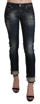 Acht Blue Washed Low Waist Skinny Cropped Jeans