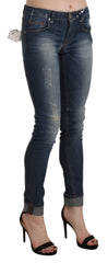 Acht Blue Washed Low Waist Skinny Cropped Denim Trouser