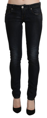 Acht Blue Washed Low Waist Skinny Denim Slim Broek
