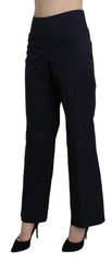 BENCIVENGA Marineblaue High Waist Stoffhose mit geradem Bein