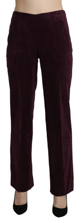 BENCIVENGA Paarse Suede Rechte Broek met Hoge Taille