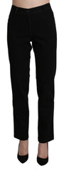 BENCIVENGA Zwarte Casual Broek met Hoge Taille en Rechte Pijpen