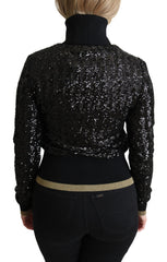 Dolce & Gabbana Schwarzer Rollkragenpullover aus Paillettenstrick