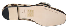 Dolce & Gabbana Braune Loafer mit Leopardenmuster und Kristallen