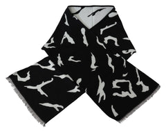 Givenchy Schwarz Weiß Wolle Unisex Winter Warmer Schal Umschlagtuch
