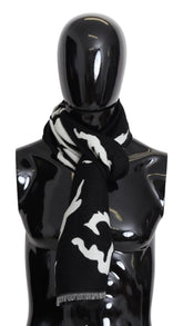 Givenchy Zwart Wit Wol Unisex Winter Warme Sjaal Omslagdoek
