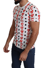 Dolce & Gabbana Herren T-Shirt aus Baumwolle mit weißem Herzen-Print