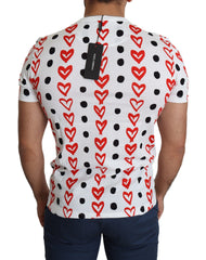 Dolce & Gabbana Herren T-Shirt aus Baumwolle mit weißem Herzen-Print