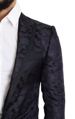 Dolce & Gabbana Blauer Seidenmantel mit Blumenjacquard MARTINI Blazer