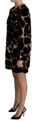 Dolce & Gabbana Black Giraffe Print Shift Mini Dress