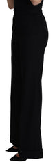 Dolce & Gabbana Schwarze Kaschmir-Damenhose mit weitem Bein